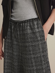 Schwarz - Boucle Sparkle Hose mit weitem Bein und Karomuster - Bild 1 von 8