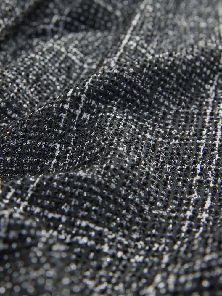 Schwarz - Boucle Sparkle Hose mit weitem Bein und Karomuster - Bild 8 von 8