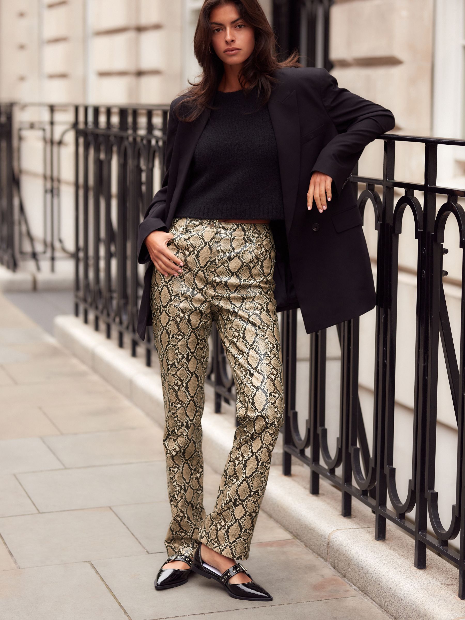 Snake print pu trousers 2025