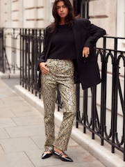 Snake Print Faux Leather Straight Leg Trousers - Image 1 of 8
