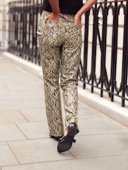 Snake Print Faux Leather Straight Leg Trousers - Image 3 of 8