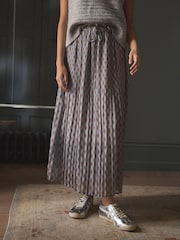 Boho Blue Printed Midi Skirt - Image 2 of 8