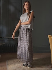 Boho Blue Printed Midi Skirt - Image 3 of 8