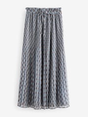 Boho Blue Printed Midi Skirt - Image 6 of 8