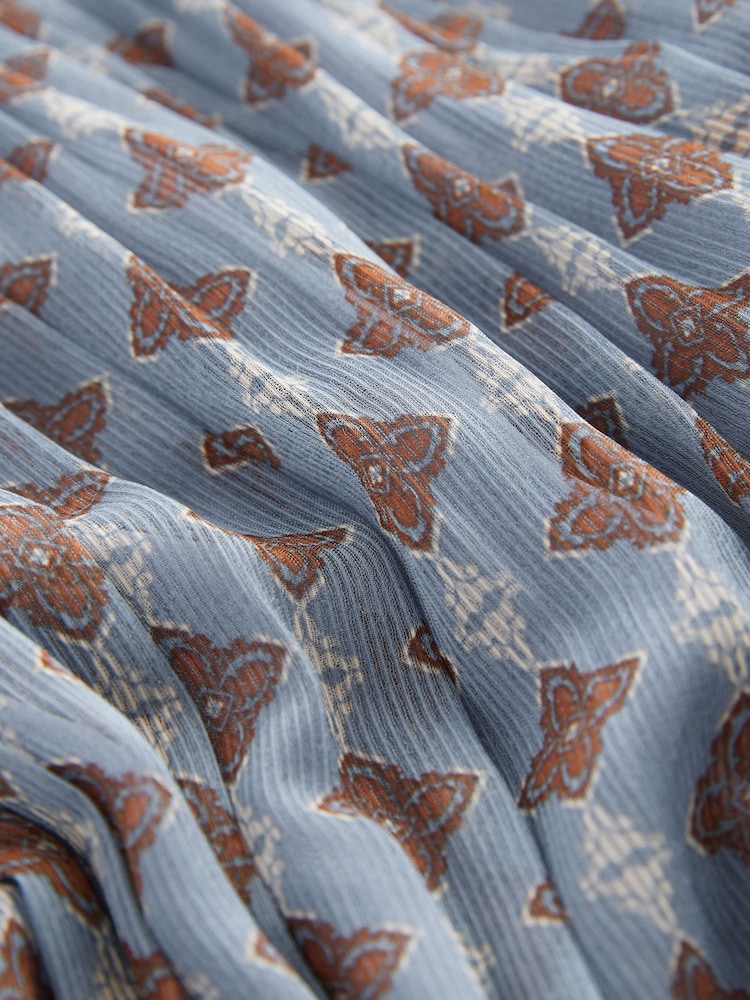 Boho Blue Printed Midi Skirt - Image 8 of 8