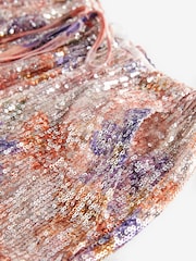 Pink Floral Sequin Wide Leg Trousers - Image 6 of 7