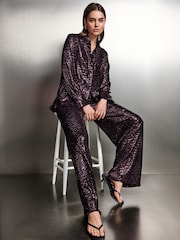 Burgundy Red Embellished Sequin Shirt - Image 2 of 8