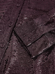 Burgundy Red Embellished Sequin Shirt - Image 6 of 8
