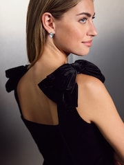 Black Velvet Bow Detail Mini Dress - Image 3 of 6