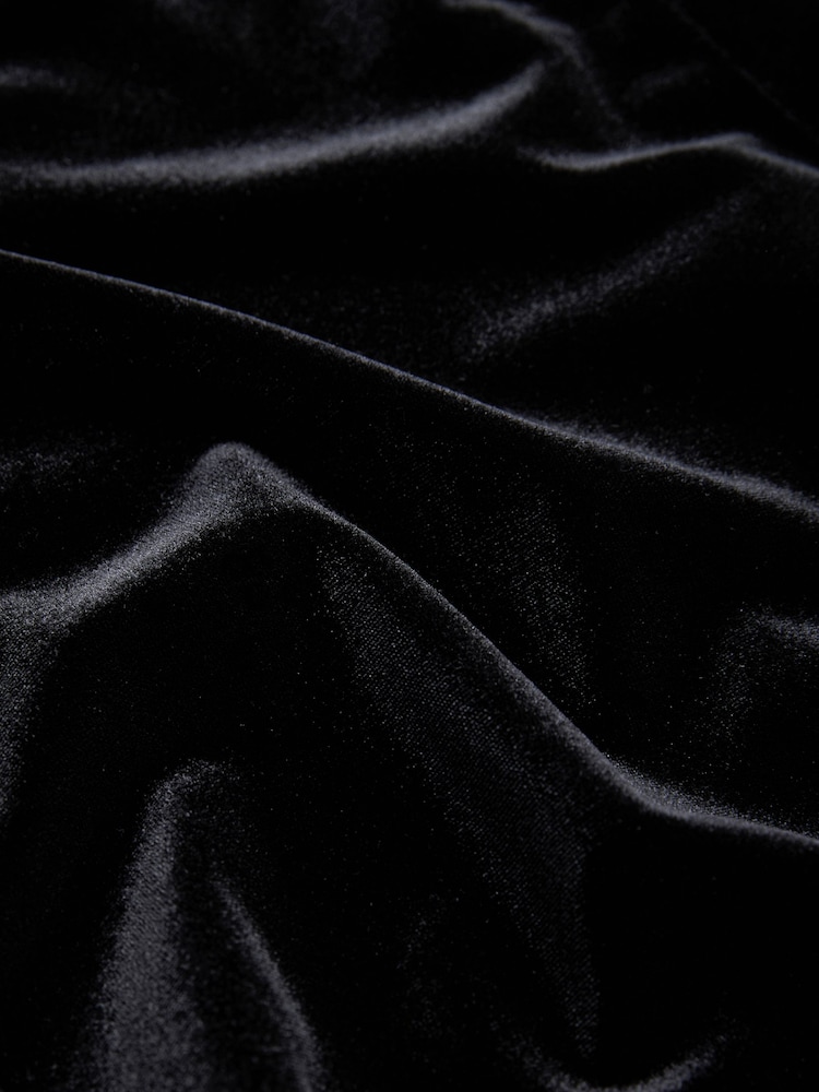 Black Velvet Bow Detail Mini Dress - Image 6 of 6