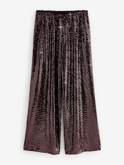 Burgundy Sequin Wide Leg Trousers - Image 5 of 8
