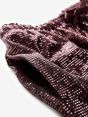 Burgundy Sequin Wide Leg Trousers - Image 6 of 8