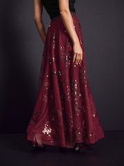Burgundy Sequin Maxi Skirt - Image 3 of 7