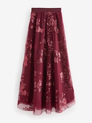 Burgundy Sequin Maxi Skirt - Image 5 of 7