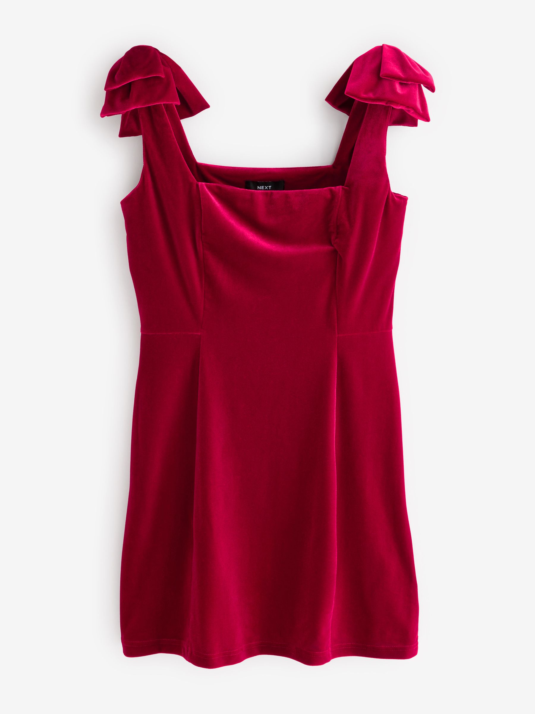 Buy Berry Red Velvet Bow Detail Mini Dress from Next United Arab Emirates