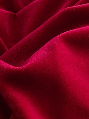 Berry Red Velvet Bow Detail Mini Dress - Image 9 of 9