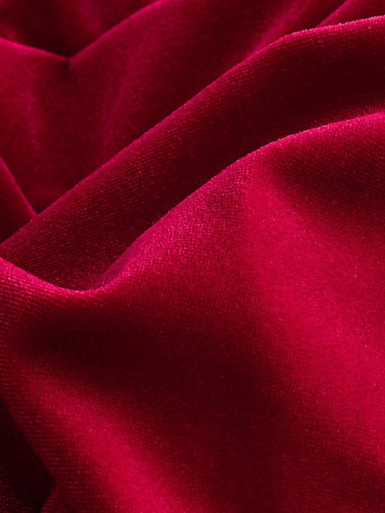 Berry Red Velvet Bow Detail Mini Dress - Image 9 of 9
