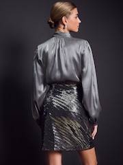Silver Mini Sequin Skirt - Image 3 of 7