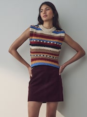 Burgundy Cord Mini Skirt - Image 1 of 6
