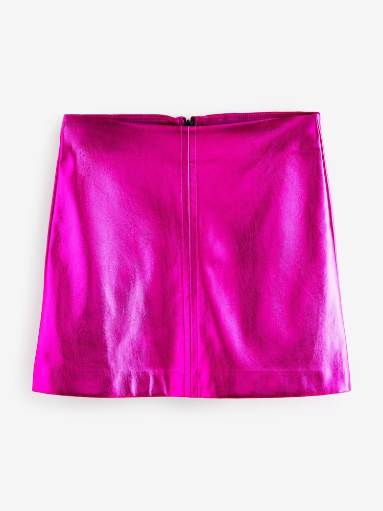 Bright Pink Faux Leather Mini Skirt - Image 5 of 7