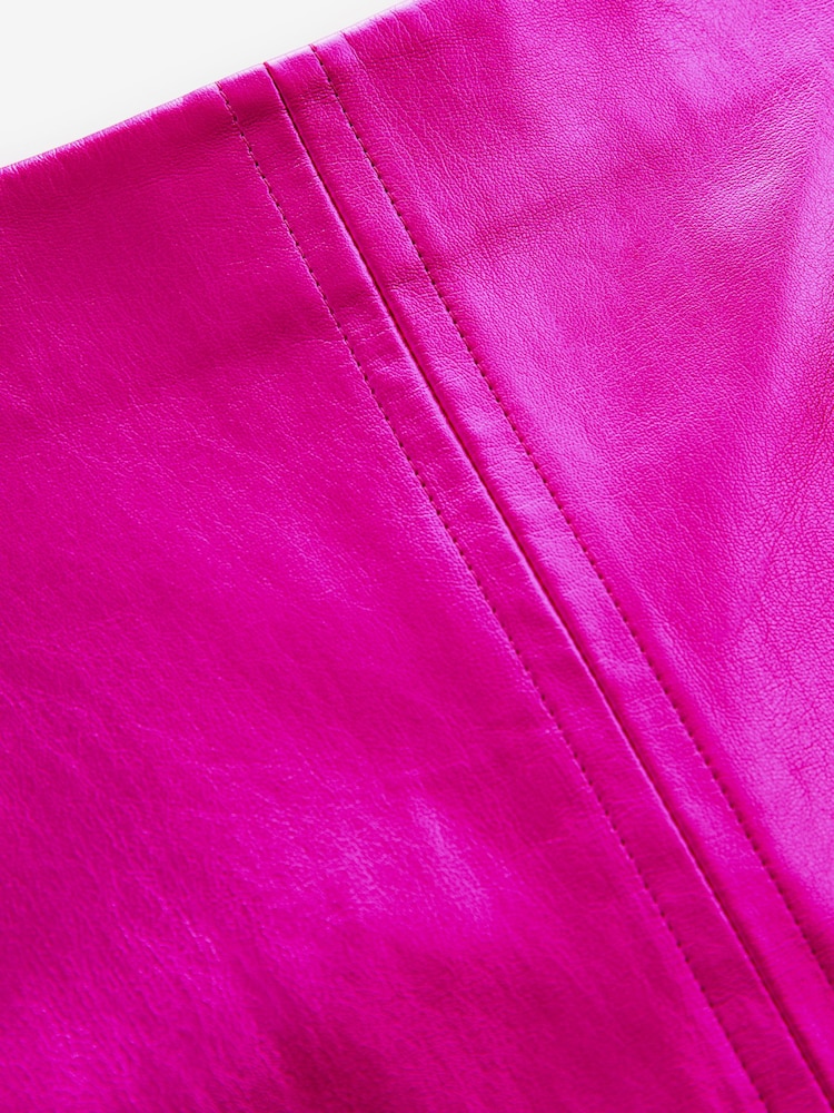 Bright Pink Faux Leather Mini Skirt - Image 6 of 7