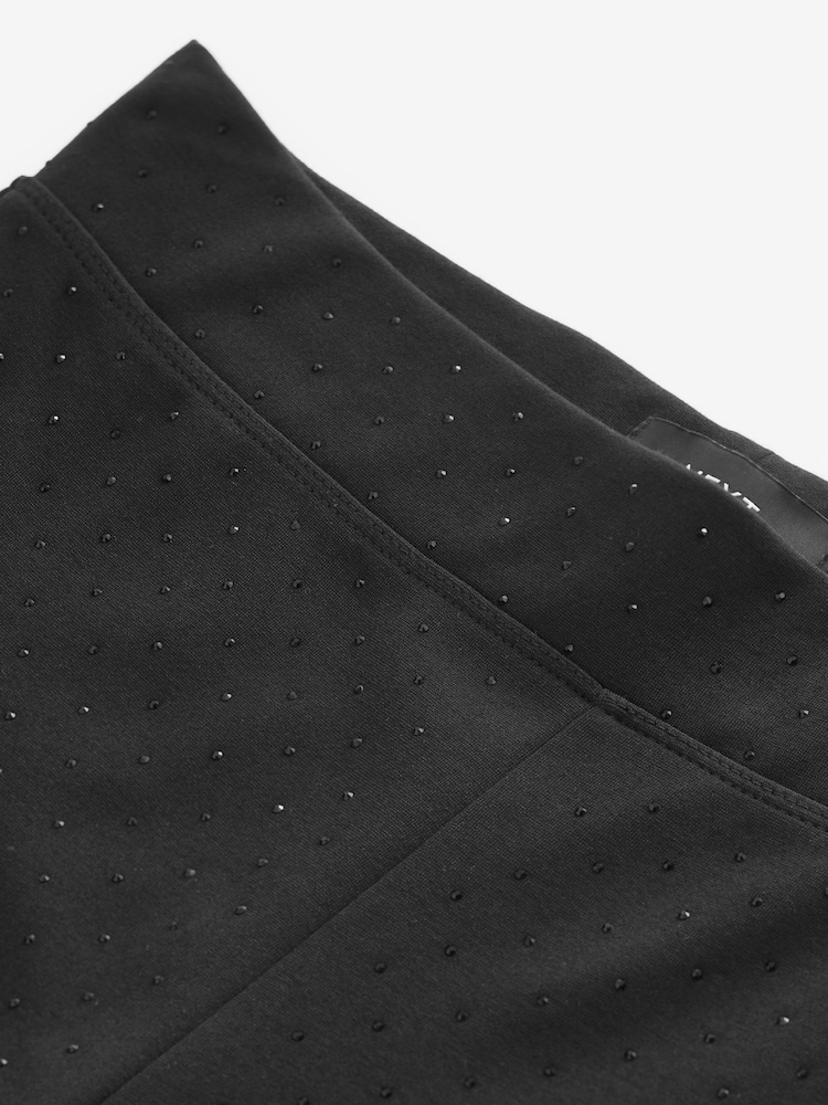 Black Diamonte Power Sculpting Ponte Flare Leggings - Image 6 of 7