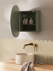 Sage Green Round Frame Wall Mirror Cabinet - Image 2 of 7