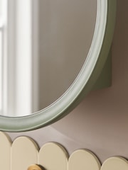 Sage Green Round Frame Wall Mirror Cabinet - Image 3 of 7