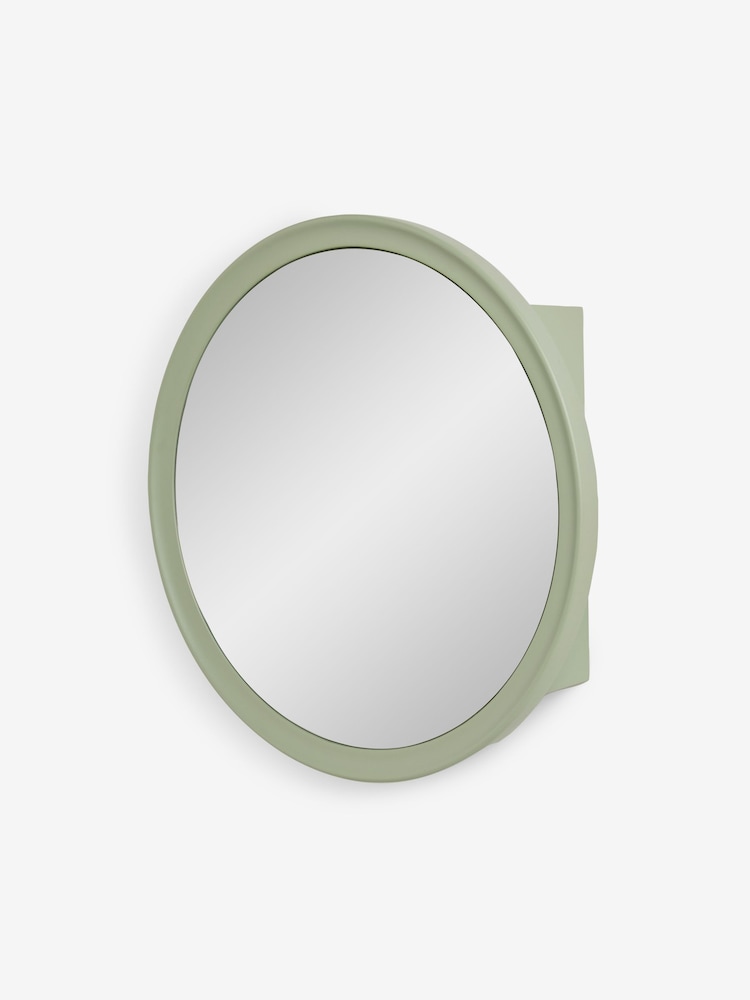 Sage Green Round Frame Wall Mirror Cabinet - Image 7 of 7