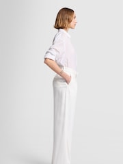 7 For All Mankind Pleated Colored Tencel Vesper White Trousers - Image 3 of 8