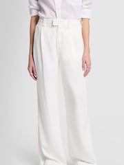 7 For All Mankind Pleated Colored Tencel Vesper White Trousers - Image 4 of 8