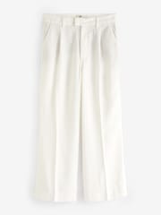 7 For All Mankind Pleated Colored Tencel Vesper White Trousers - Image 8 of 8