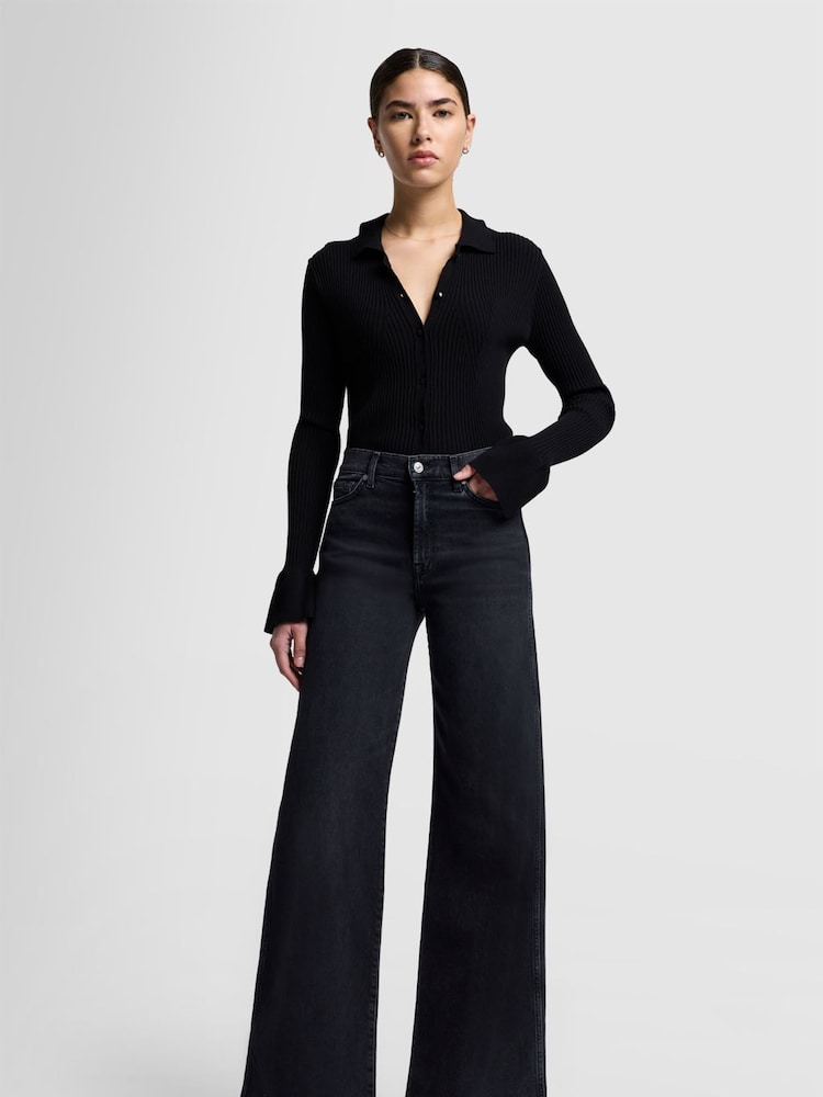 7 For All Mankind LOTTA Luxe Vintage Topline Black Jeans - Image 1 of 6
