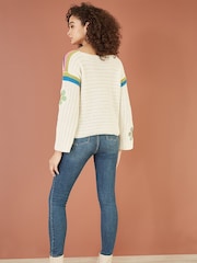 Yumi Cream Crochet Flower Jumper - Image 4 of 5