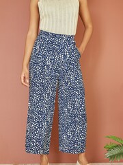 Yumi Blue Dash Print Culotte Trousers - Image 2 of 4