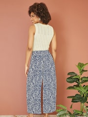 Yumi Blue Dash Print Culotte Trousers - Image 3 of 4