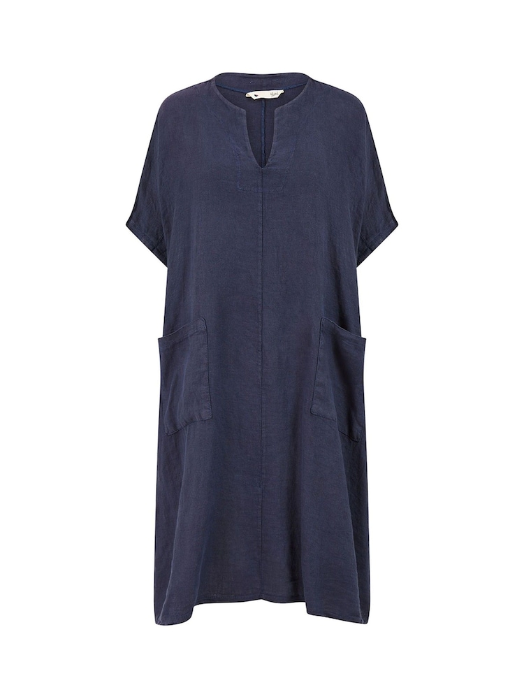 Yumi Blue Italian 100% Linen Tunic Dress - Image 4 of 4