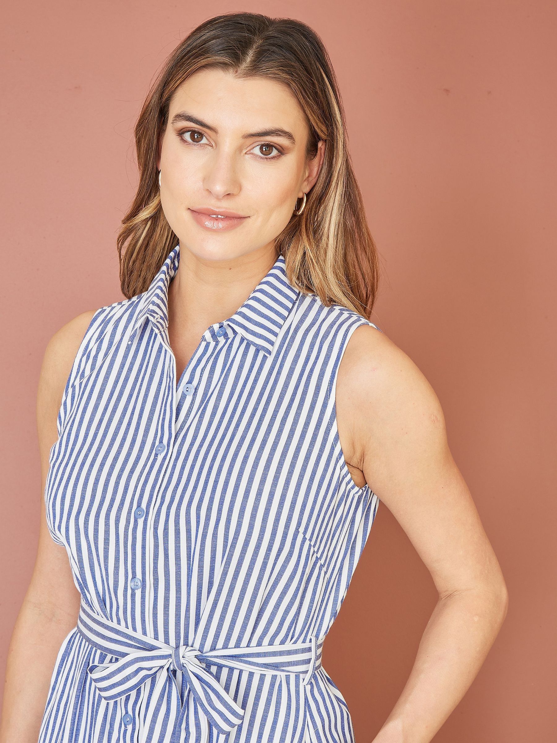 Sleeveless midi shirt dress sales