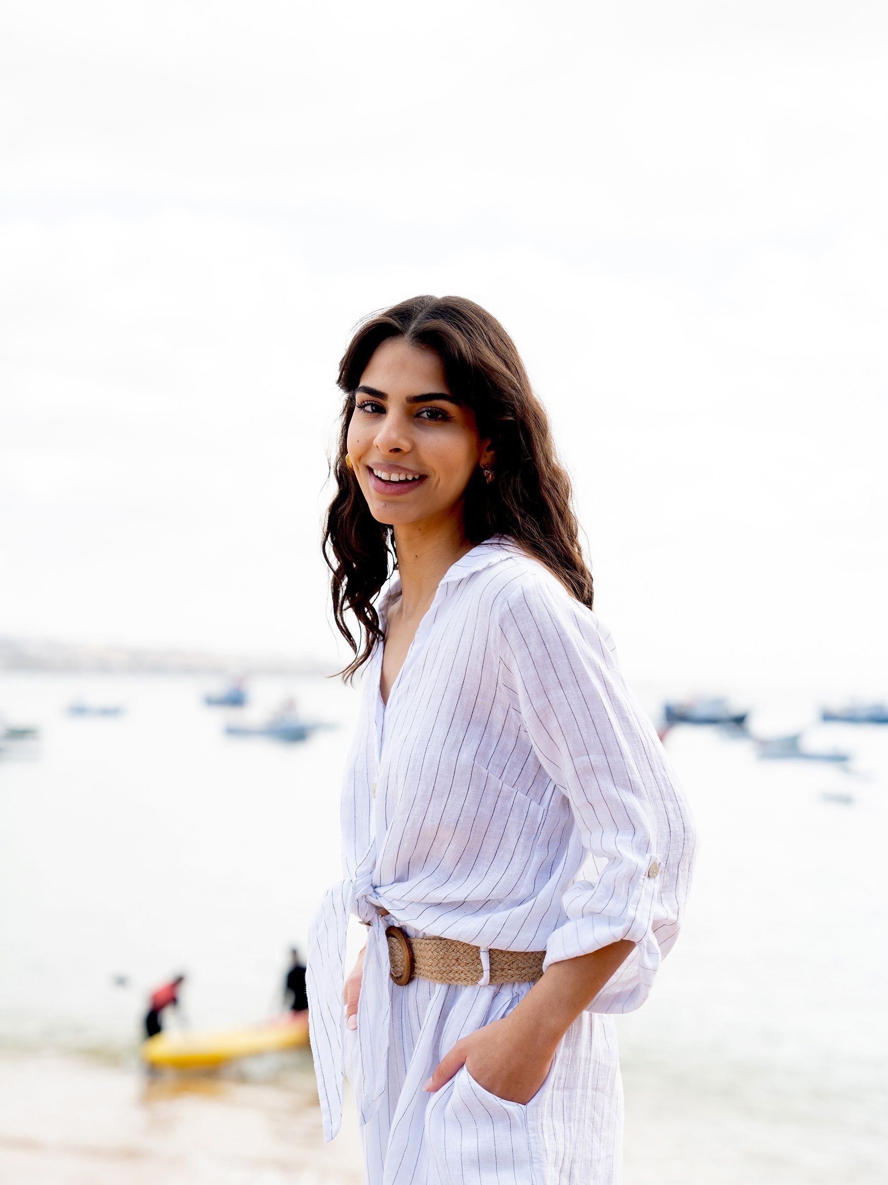 Buy Yumi White Striped Italian 100% Linen Shirt from Next Oman