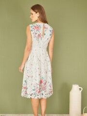 Yumi Cream Floral Border Lace Dress - Image 4 of 5