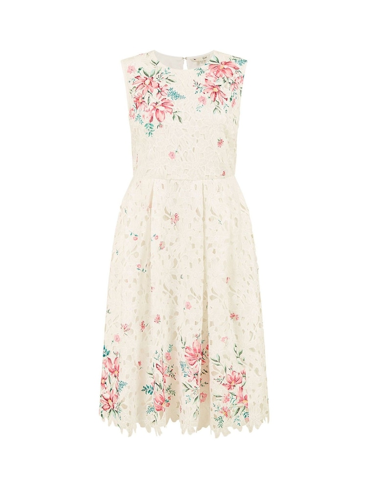Yumi Cream Floral Border Lace Dress - Image 5 of 5