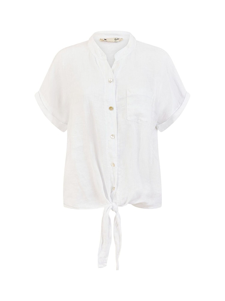 Yumi White Italian 100% Linen Shirt - Image 4 of 4
