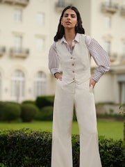 Yumi Natural Cotton And Ramie Wide Leg Trousers - Image 1 of 7