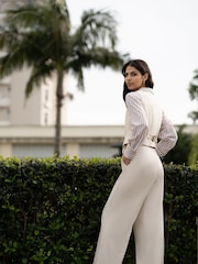 Yumi Natural Cotton And Ramie Wide Leg Trousers - Image 2 of 7