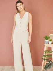 Yumi Natural Cotton And Ramie Wide Leg Trousers - Image 3 of 7