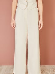 Yumi Natural Cotton And Ramie Wide Leg Trousers - Image 4 of 7
