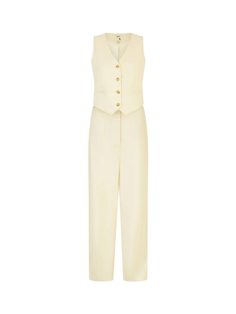 Yumi Natural Cotton And Ramie Wide Leg Trousers - Image 7 of 7