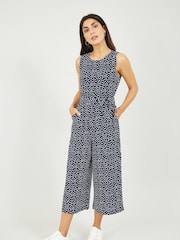 Mela Blue Sleeveless Culotte Jumpsuit - Image 1 of 4