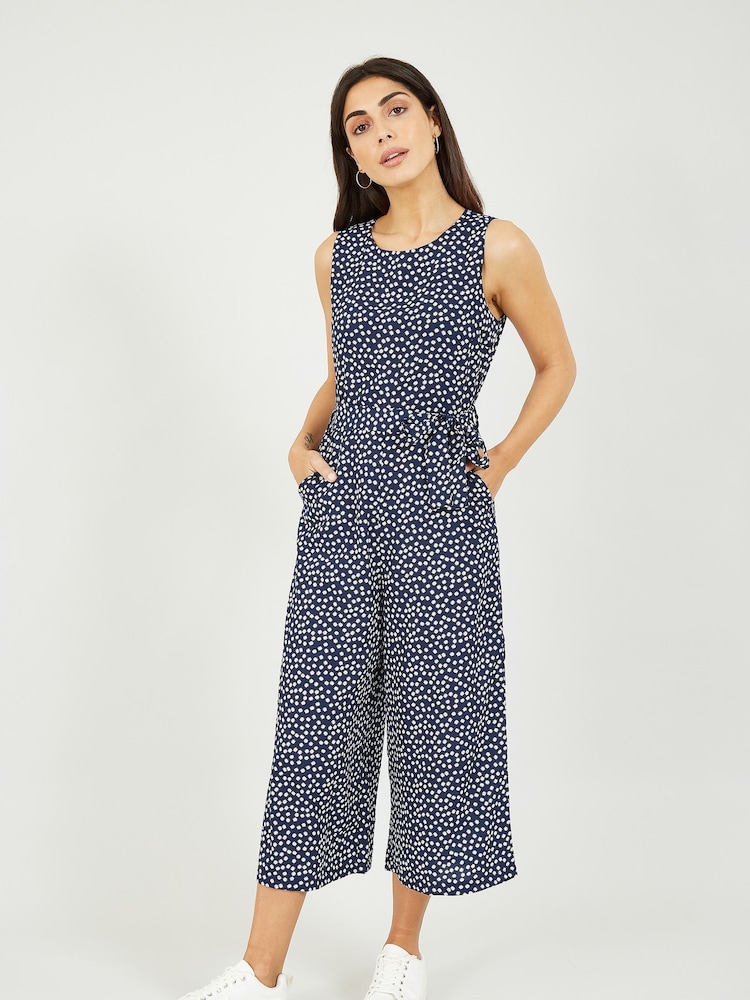 Mela Blue Sleeveless Culotte Jumpsuit - Image 1 of 4