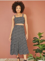 Mela Black Dalmatian Print Midi Skirt - Image 1 of 4